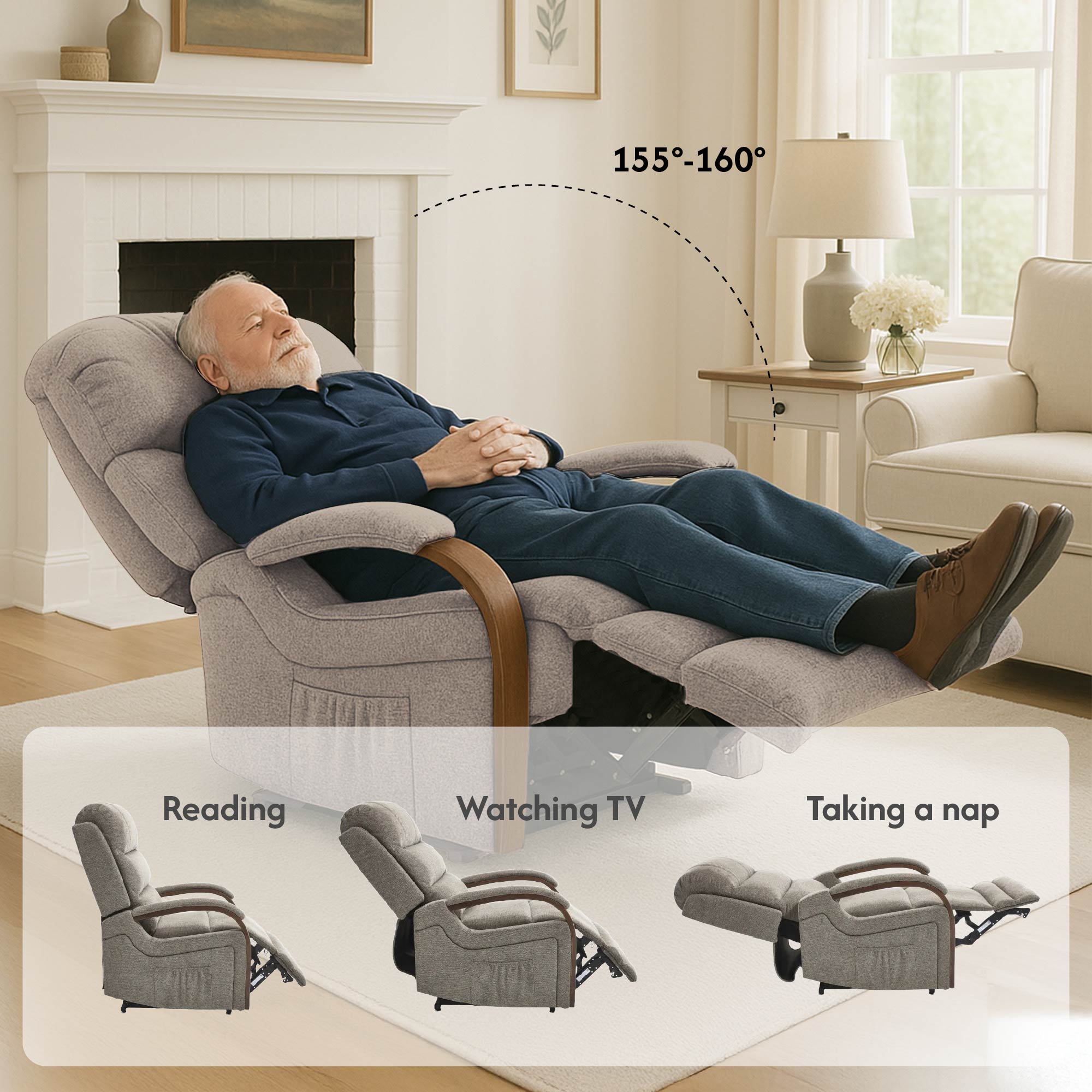 Recliner Chair for Adults, Massage Fabric Small Recliner Home Theater Seating with Lumbar Support, Adjustable Modern Reclining Chair with Padded Seat Backrest for Living Room, Brown Recliner Chair for Adults, Massage Fabric Small Recliner Home Theater Seating with Lumbar Support, Adjustable Modern Reclining Chair with Padded Seat Backrest for Living Room, Brown